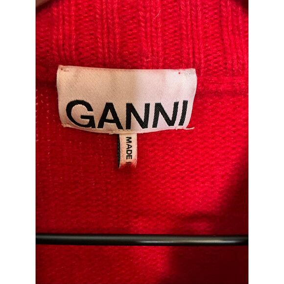 GANNI World Graphic Wool Blend Sweater In Barbados Cherry - Picture 6 of 9